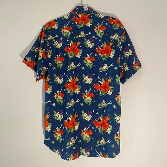 Dixxon Flannel Company Snap-On Limited Edition Men's Medium Blue Hawaiian Shirt - Picture 3 of 9